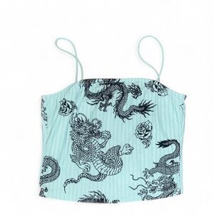 Rue 21 Women's Turquoise Teal Dragon Tattoo Y2K Cami SZ M